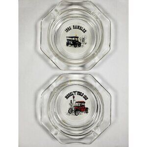 Model T Ford 1910 1905 Rambler Glass Ashtrays Antique Cars Man Cave